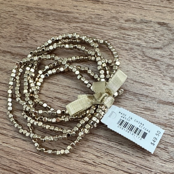 NWT J Crew Tiny beads stretch bracelets set-of-six, gold - Picture 3 of 4
